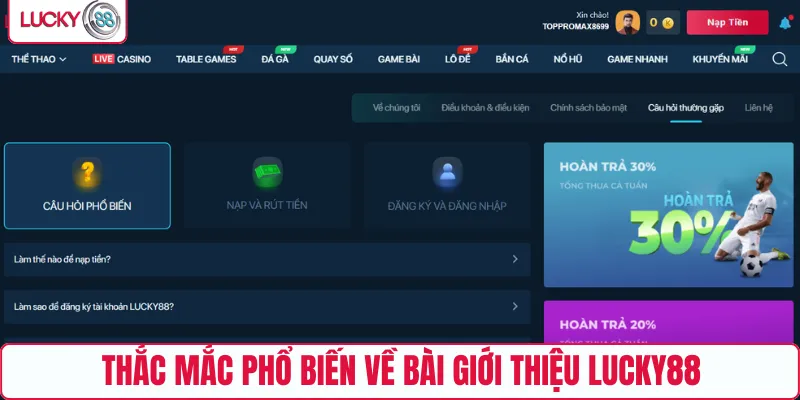 Thắc mắc phổ biến về bài giới thiệu LUCKY88